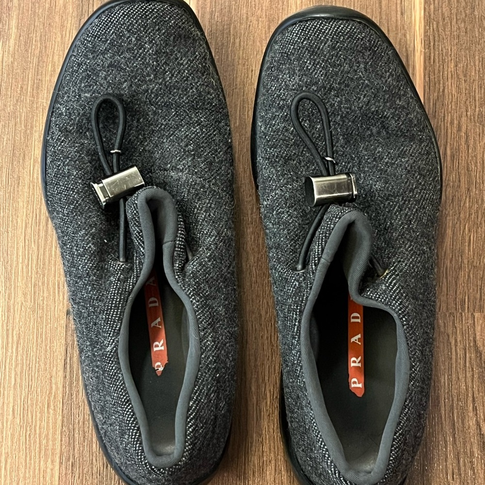 Prada Women's Gray Textured Loafers